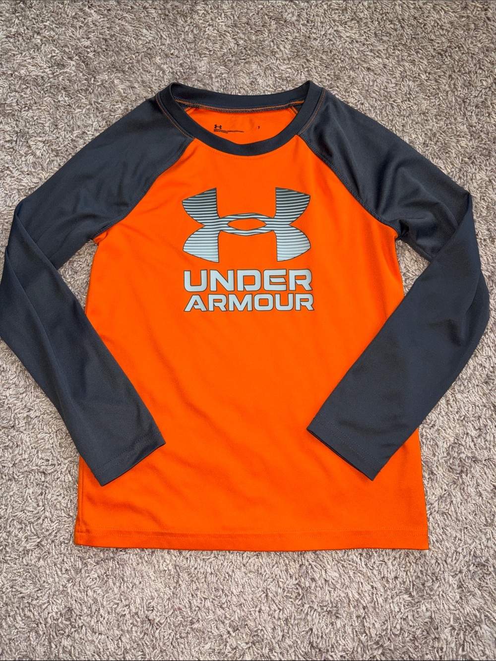 Under Armour Orange & Gray Long Sleeve Athletic Tee
